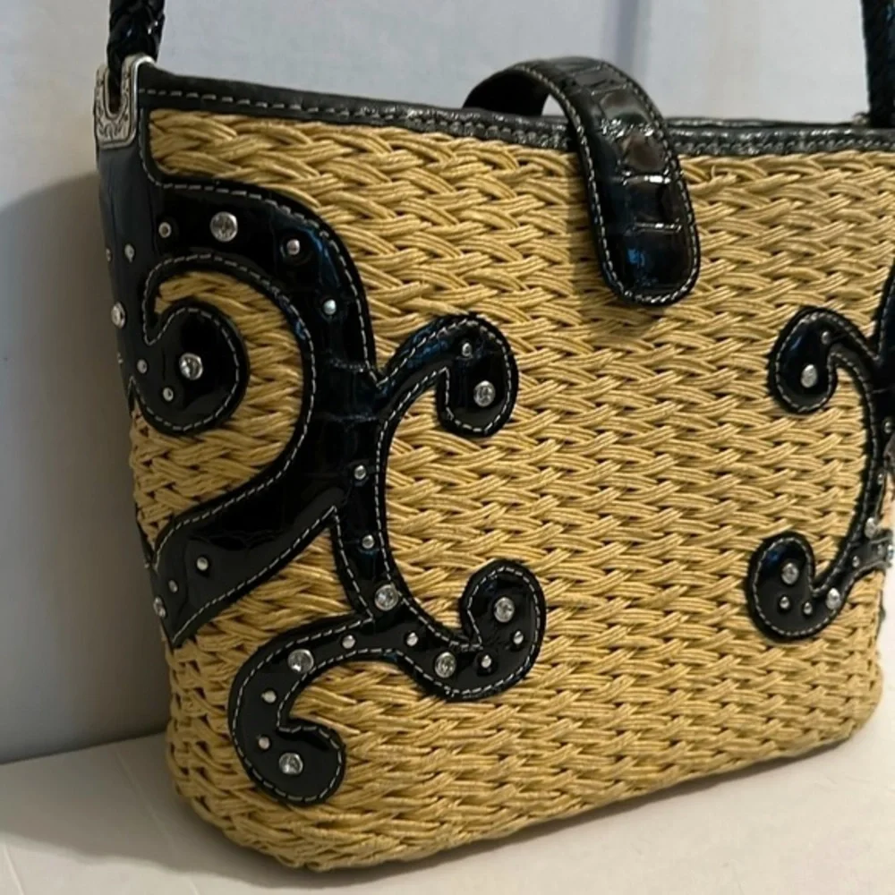 Brighton VALENTINA woven leather studded purse handbag